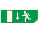 Panneau photoluminescent Sortie de secours en bas - Adhésif 330x120mm - 4050072