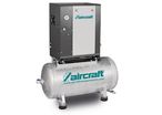 Compresseurs à vis avec cuve 200 litres débit d'air effectif 480 l/min 10 Bar 4 kW 400V Aircraft A-MICRO SE4.0-10-200