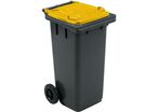 Manutan Expert - Poubelle de tri extérieur mobile 120L Jaune - 2 roues - 65% recyclé - Tri sélectif