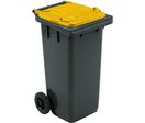 Manutan Expert - Poubelle de tri extérieur mobile 120L Jaune - 2 roues - 65% recyclé - Tri sélectif