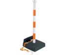 Poteau PVC Orange fluo/Blanc avec réserve de chaîne sur socle lesté 6kg - 2002394