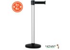 Poteau alu anodisé à sangle Noir sur socle portable - Novap