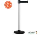 Poteau alu anodisé à sangle Noir sur socle portable - Novap