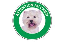 Panneau Attention au chien West highland white terrier - Rigide Ø180mm - 4040332