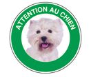 Panneau Attention au chien West highland white terrier - Rigide Ø180mm - 4040332
