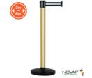 Poteau alu champagne à sangle Noir/Argent sur socle portable - Novap