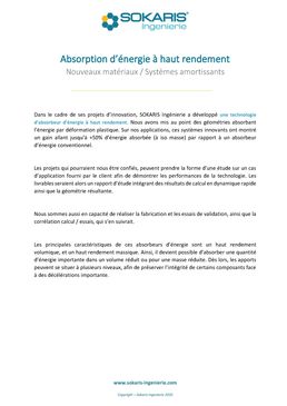 Absorption d'énergie à haut rendement