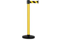 Poteau Alu Jaune laqué à sangle Jaune/Noir hachuré 3m x 50mm sur socle portable - 2010573