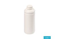 Bouteille en plastique blanc FHDPE, produits dangereux 1H1/Y/100 - 1L UN - CODE 7