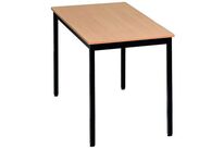Manutan Expert - Table de réunion rectangulaire 120x60 cm Hêtre - 5 personnes - Pieds noirs acier - Garantie 10 ans