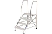 Tubesca-Comabi - Marchepied Fixe Aluminium 4 Marches avec Rampes - Charge 150kg - Hauteur Accès 2.8m - Gris