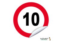 Panneau Vitesse limitée à 10 km/h - Vinyle adhésif Ø300mm - 4064154