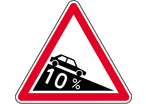 Panneau danger descente dangereuse A16
