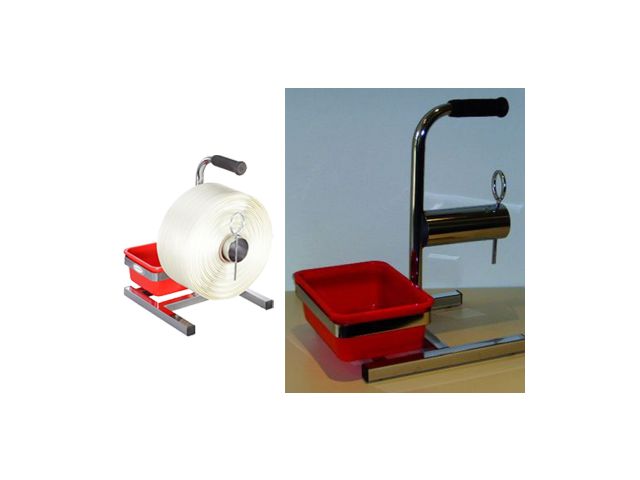 Machine d'emballage pour barquettes : combiné dévidoir/humecteur