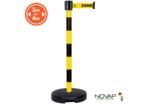 Poteau PVC Jaune/Noir à sangle Jaune zone contaminée 4m x 50mm sur socle 9kg à lester - 2800334