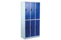 Manutan Expert - Vestiaire multicases penderie bleu sur socle - 6 cases - Acier - 185x90cm - Garantie 10 ans