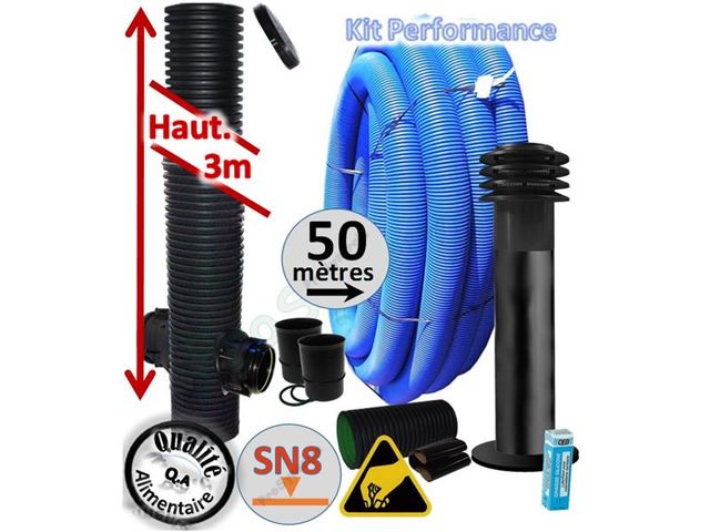 Kit performance échangeur 50m, regard et borne élégance puits géothermique canadien / provençal