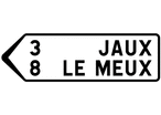 Panneau flèche 2 lignes vers la gauche et distance D21a
