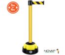 Poteau alu jaune à sangle jaune/Noir sur socle balise - Novap