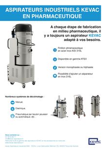 Industries pharmaceutique, cosmétique, OEM avec les aspirateurs industriels KEVAC