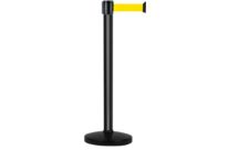 Poteau Alu Noir laqué à sangle Jaune 3m x 50mm sur socle portable - 2010603