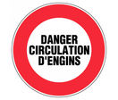 Panneau Danger circulation d'engins - Rigide Ø450mm - 4080048