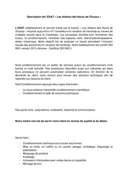 Nord conditionnement : Descriptif et savoir-faire