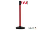 Poteau Alu Rouge laqué à sangle Rouge/Blanc hachuré 3m x 100mm sur socle portable - 2700023