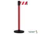 Poteau Alu Rouge laqué à sangle Rouge/Blanc hachuré 3m x 100mm sur socle portable - 2700023