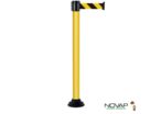 Poteau Alu Jaune laqué à sangle Noir/Jaune Hachuré 3m x 50mm sur socle fixe - 2011020