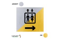 Plaquettes de porte 90x90mm - Ascenseur à droite - Argent &amp;amp; Or