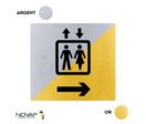 Plaquettes de porte 90x90mm - Ascenseur à droite - Argent &amp; Or