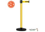 Poteau alu jaune à sangle Jaune Zone contaminée sur socle portable - Novap