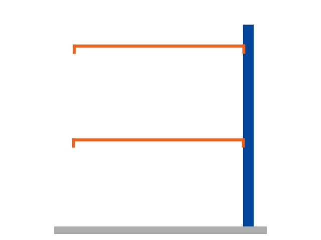 Kit suivant rayonnage vêtements GV4 2 niveaux L.1500 mm