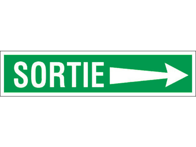 Panneau Sortie flèche à droite - Rigide 330x75mm - 4120898