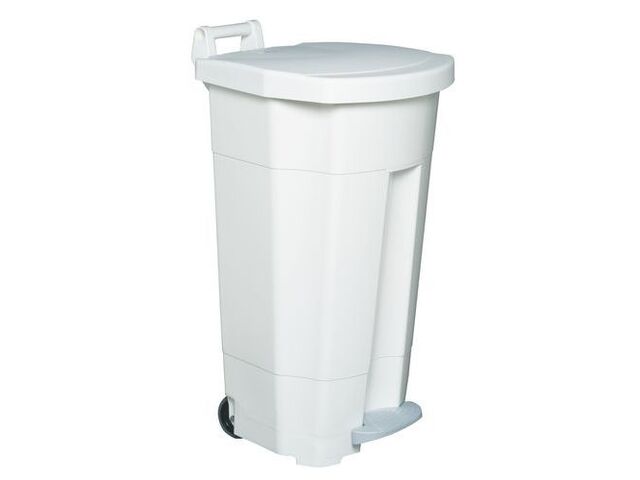 Rossignol Pro - Poubelle Agroalimentaire Mobile Blanche 90L à Pédale - Usage Alimentaire HACCP - Tri Sélectif