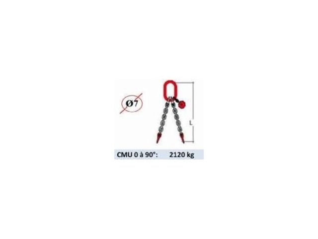 Elingue chaine 2 brins - sans crochet - CMU 2120 kg (classe 80)
