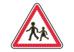 Panneau lumineux à leds danger enfants A13a