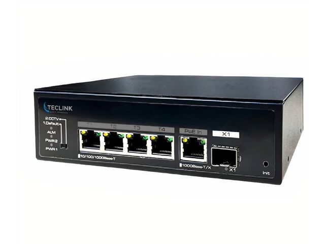 4Ports Industrial PoE Switch with PD port, no power adaptor | TECLINK