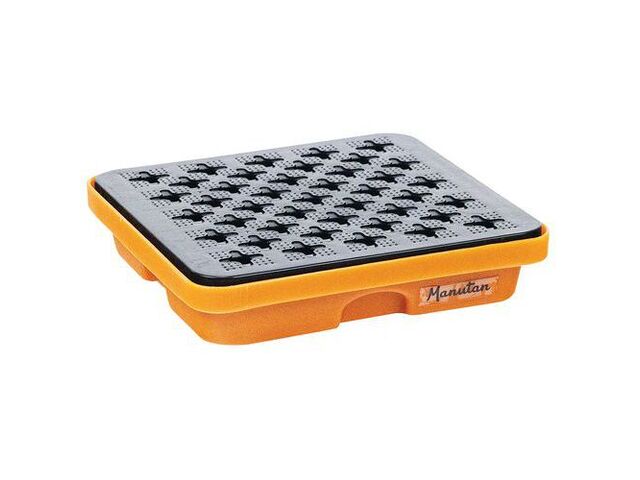 Manutan Expert - Bac de rétention plastique carré 10 L Orange - Polyéthylène haute densité - Résistant acides, bases, eau, hydrocarbures