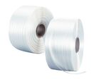 Manutan Expert - Feuillard Textile Collé Polyester Blanc 19mm x 600m - Résistance 510kg - Cerclage Palettes