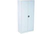 Manutan Expert - Armoire de ménage et entretien monobloc - 5 compartiments, 2 portes, à clé - Acier Gris Clair - 195x92.5x42.2 cm