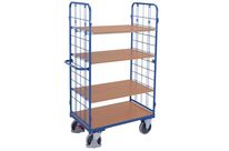 Variofit - Chariot haut 4 plateaux bois et acier - 1200x800mm - 500 Kg - Ergonomique - 3 ans garantie