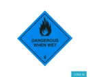 Etiquettes classe 4.3 matières dangereuses lorsqu'elles sont mouillées(100 mm x 100 mm) CODE 36