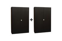 Manutan Expert - Pack 2 Armoires Métal Orel 195x120x42 cm Noir - 4 Tablettes 60kg/tablette - Fermeture à clé - Livré monté