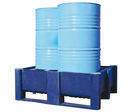 Bac de rétention plastique pour 2 barils verticaux avec plancher métallique
