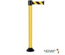 Poteau Alu Jaune laqué à sangle Noir/Jaune hachuré 4m x 50mm sur socle fixe - 2052139