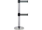 Poteau Alu Chromé à double sangle Noir/Argent 3m x 50mm sur socle chromé - 2900010