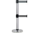 Poteau Alu Chromé à double sangle Noir/Argent 3m x 50mm sur socle chromé - 2900010