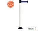 Poteau alu blanc à sangle Bleu sur socle fixe - Novap